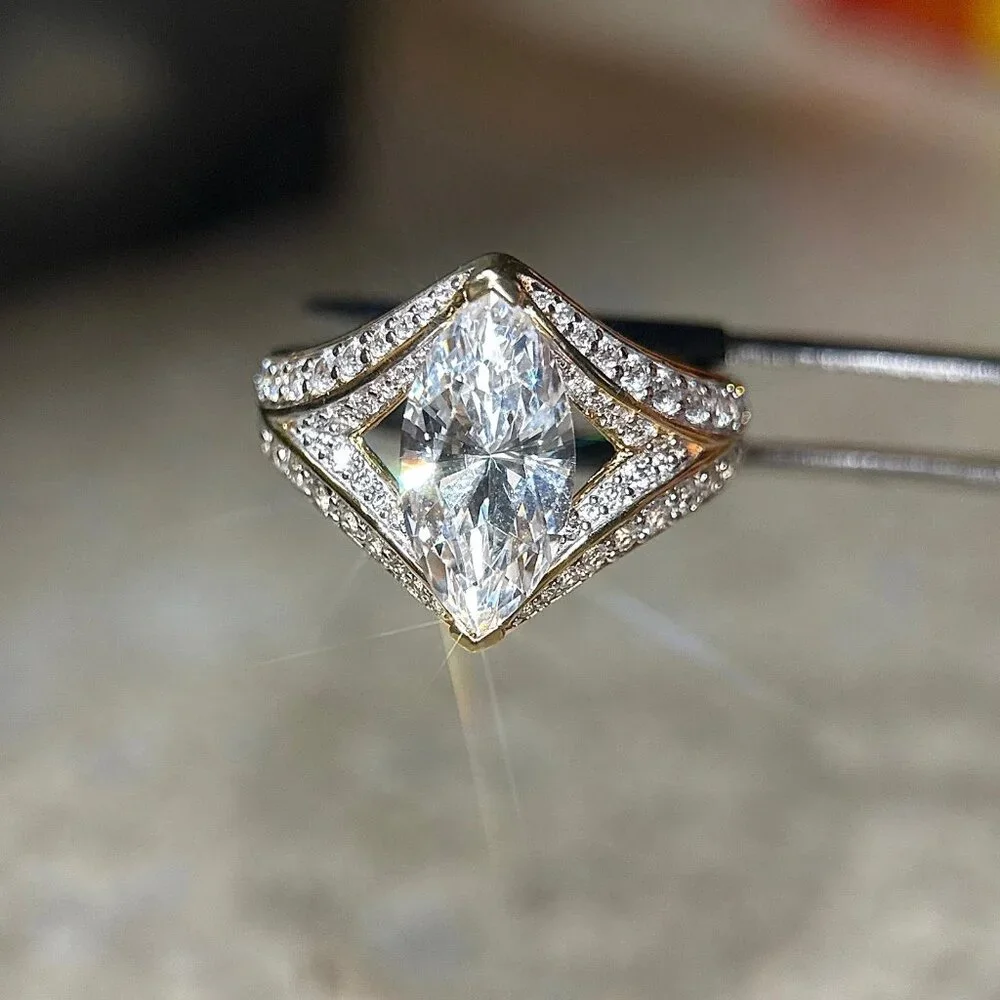 Dazzling 925 Gold Vermeil Cz Ring‎